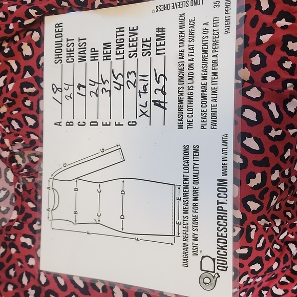 XL tall red cheetah print long sleeve dress - Picture 10 of 10